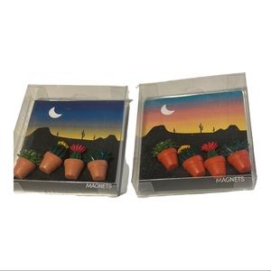 2 containers of potted plant red, yellow and green magnets-1/2” by 1”.